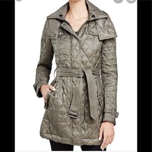 Burberry Quilted Trench Coat in Olive